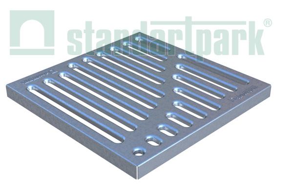 Решетка стальная штампованная Basic (оцинкованная) к дождеприемнику 300x300 Standartpark 33104