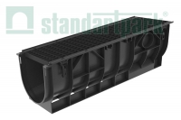 Комплект: Лоток водоотводный пластиковый PolyMax Basic DN300 H348 с чугунной решеткой кл. С Standartpark