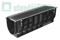 Комплект: Лоток водоотводный пластиковый PolyMax Basic DN300 H348 с стальной решеткой кл. А Standartpark